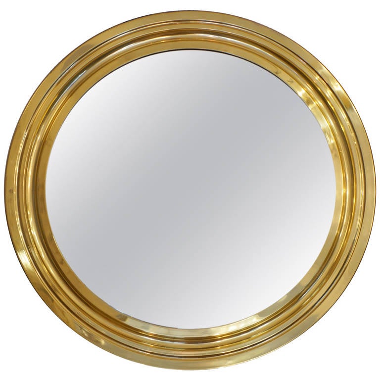 Polished Brass, Italian 1970s Mirror by Sergio Mazza for Artemide For