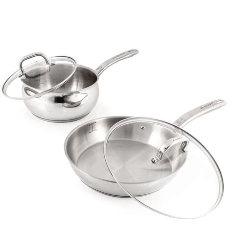 Belly Shape // 12Piece // Stainless Steel Cookware Set // Glass Lids