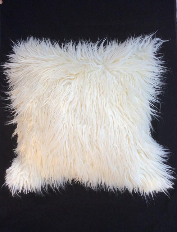 White Faux Fur Pillow Cover Mongolian Fur Pillow White Etsy Faux