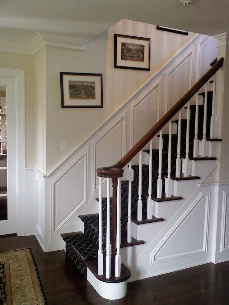 Image result for diy board and batten stairs mdf White paneling