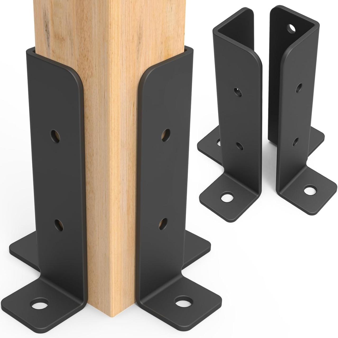 4 Pcs Adjustable Deck Post Anchor Brackets Kit Fit 1.5x1