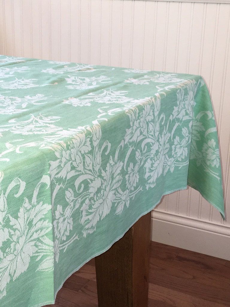 Damask Tablecloth Green Cotton Damask Tablecloth White on Etsy