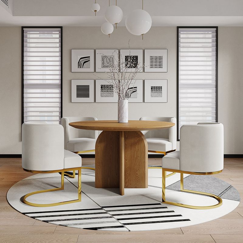 Milie 39 Inch Round Dining Table For 4 Light Walnut Wood Tabletop