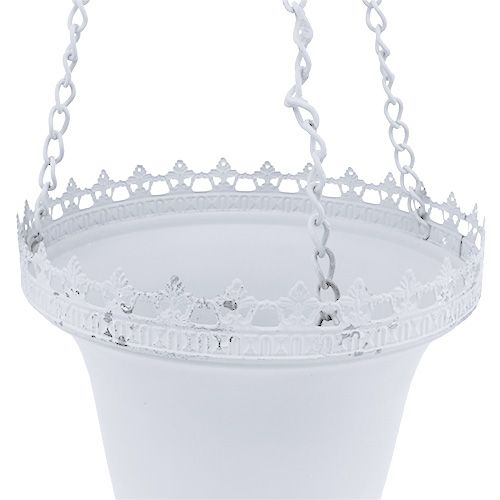 Floristik24.co.uk Metal hanging basket white Ø21cm H30cm