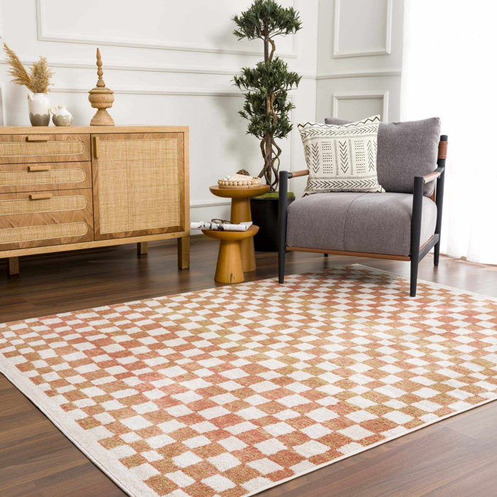 Bungalow Rose Briawood Checkered Beige Area Rug & Reviews Wayfair