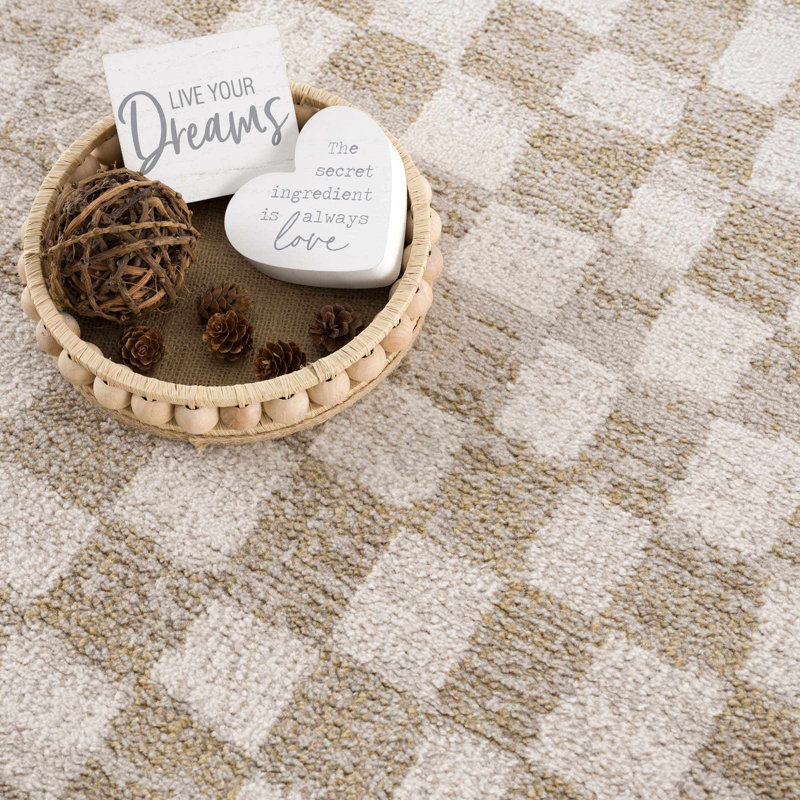Union Rustic Jasha Checkered Beige/Brown Area Rug & Reviews Wayfair