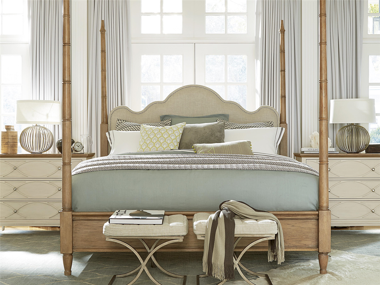 French Modern King Four Poster Bed Frame Zin Home