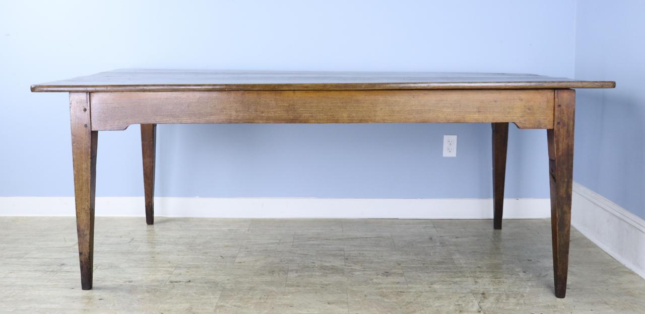 Wide French Cherry Farm Table with Notched Apron For Sale at 1stDibs