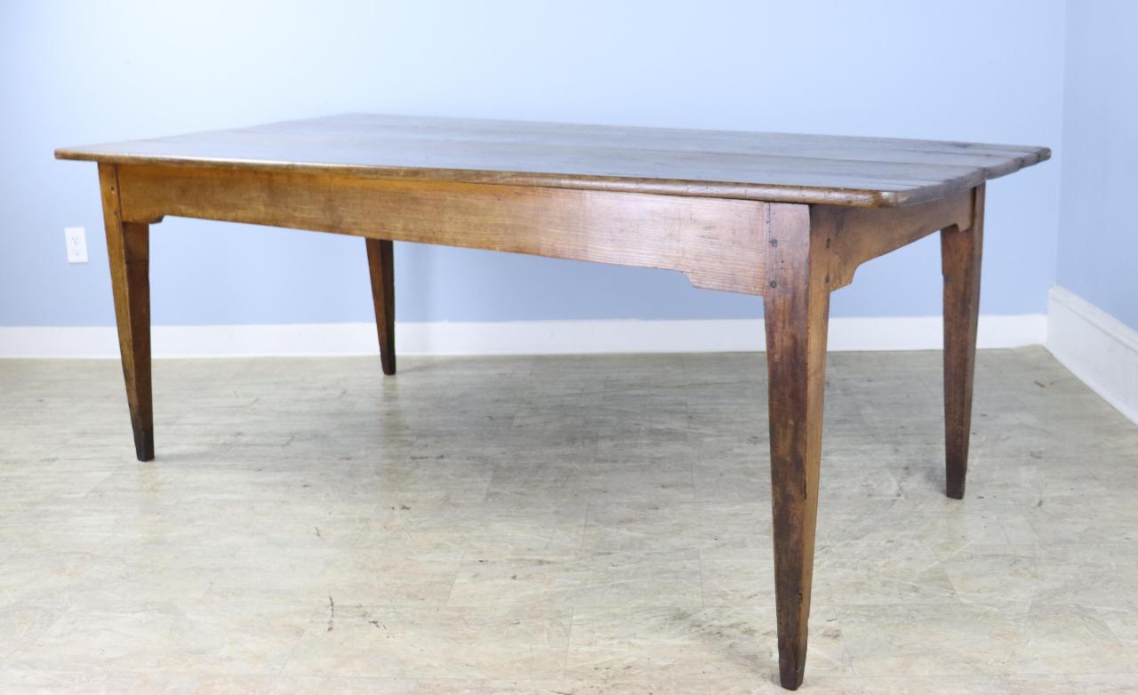Wide French Cherry Farm Table with Notched Apron For Sale at 1stDibs
