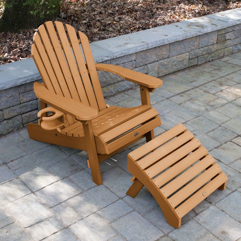 Federigo Outdoor Adirondack Chair With Ottoman Adirondack chair