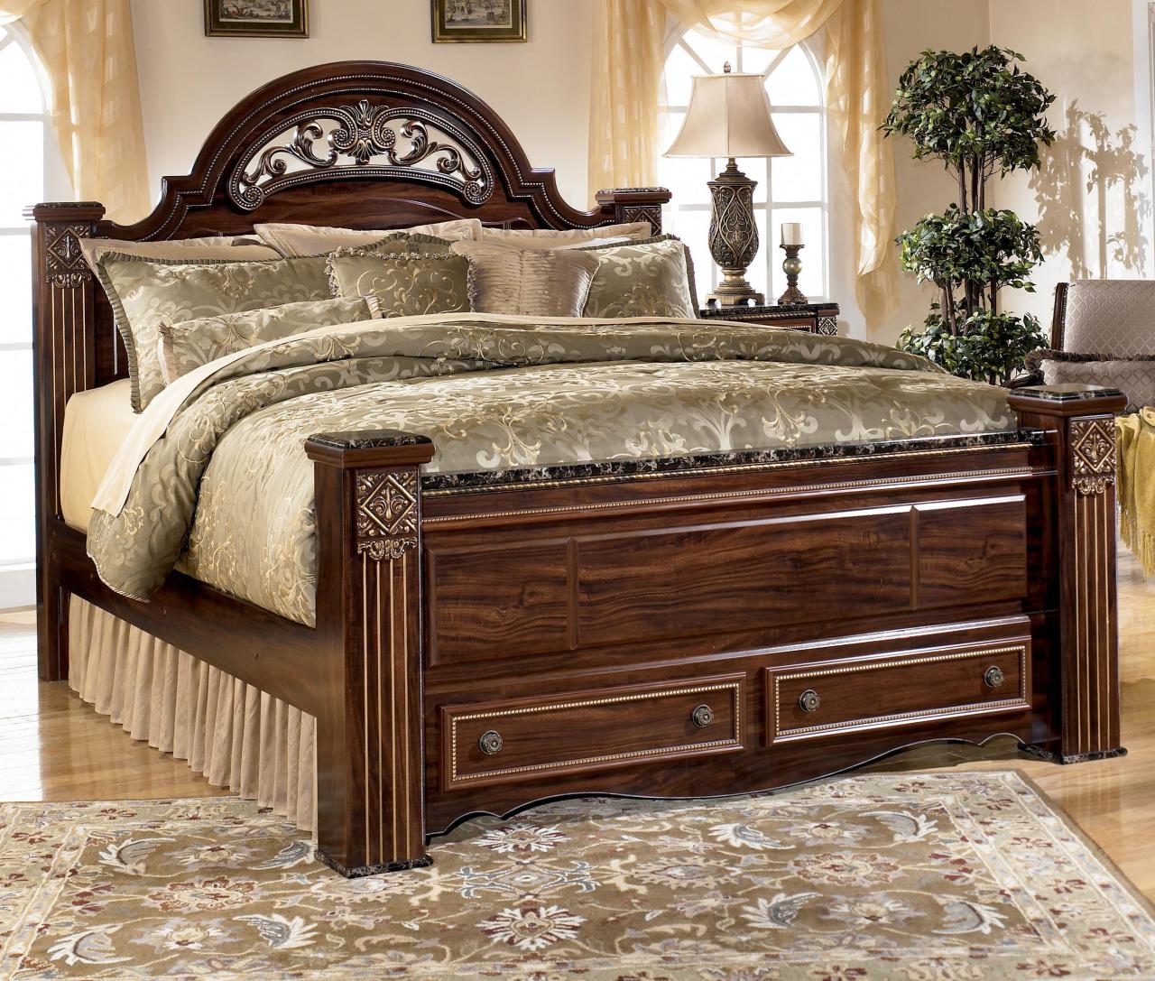 Signature Design by Ashley Gabriela Traditional King Poster Storage Bed