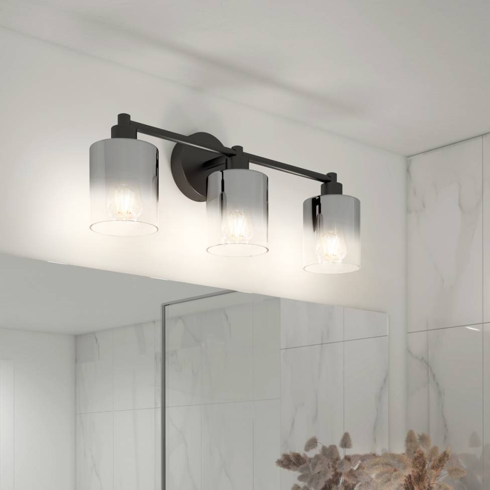 Haze modern 3light bathroom vanity light black glass Artika