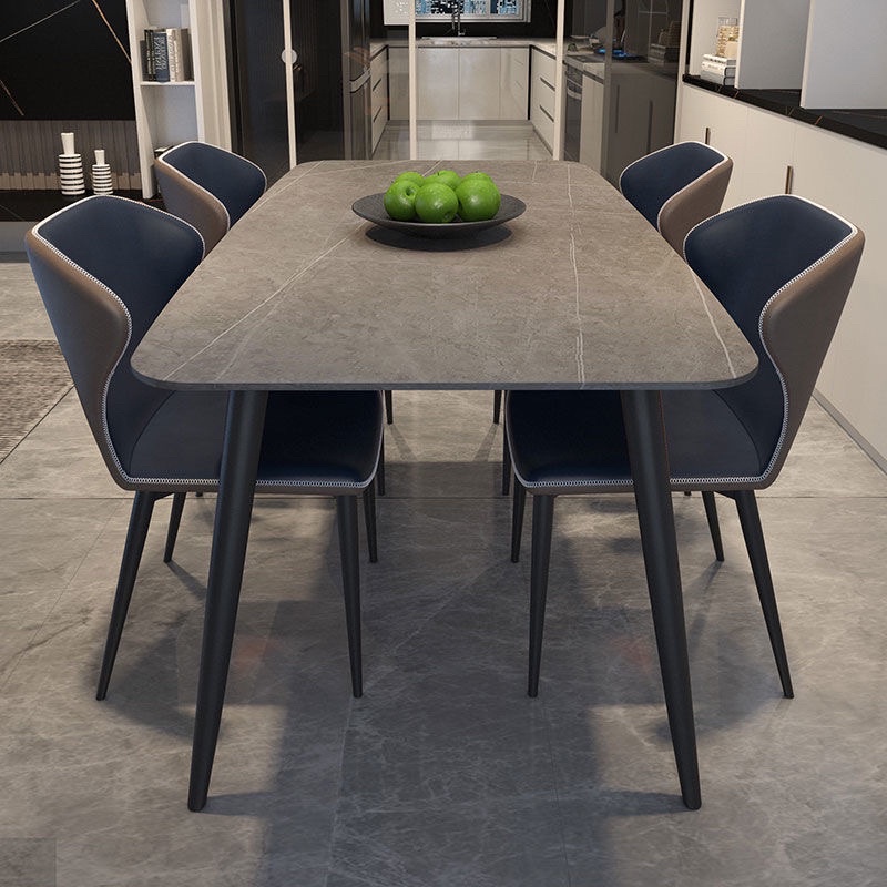 Sintered Stone Nordic Dining Table Set w Chair Grey/White Marble Dining