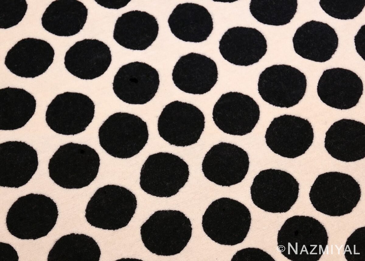 Round Verner Panton Black and White Polka Dot Rug 49685 Nazmiyal